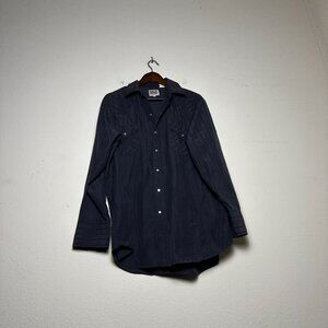 VTG Ely Cattleman 90s Button Up Dress Shirt Men 17 Black Western Cowboy Punk Y2K